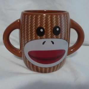 Sock Monkey Coffee Mug, brown, 2 handles, So adorable